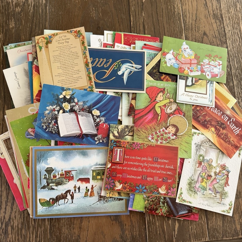 *Lot Of 20* 1970s Christmas Cards Used Mixed Lot Scrapbook Decor Classic Art‎